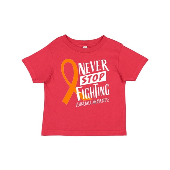 Inktastic Never Stop Fighting Leukemia Awareness Orange Ribbon Boys or Girls Baby T-Shirt
