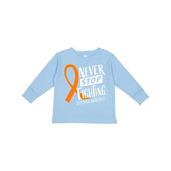 Inktastic Never Stop Fighting Leukemia Awareness Orange Ribbon Boys or Girls Long Sleeve Toddler T-Shirt
