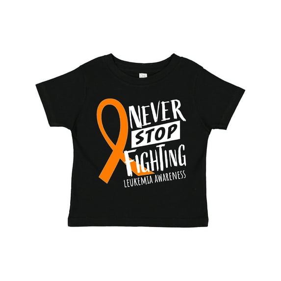 Inktastic Never Stop Fighting Leukemia Awareness Orange Ribbon Boys or Girls Toddler T-Shirt
