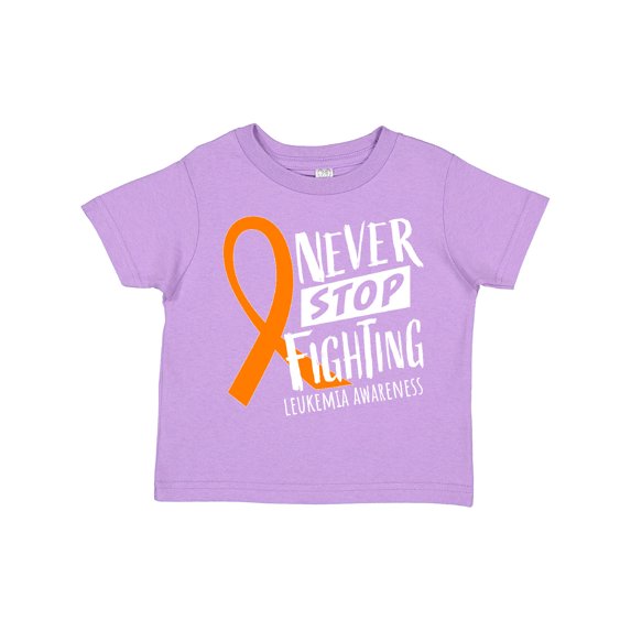 Inktastic Never Stop Fighting Leukemia Awareness Orange Ribbon Boys or Girls Toddler T-Shirt