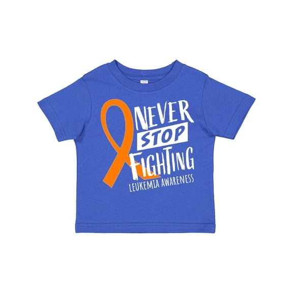 Inktastic Never Stop Fighting Leukemia Awareness Orange Ribbon Boys or Girls Toddler T-Shirt