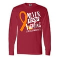 thumbnail image 1 of Inktastic Never Stop Fighting Leukemia Awareness Orange Ribbon Long Sleeve T-Shirt, 1 of 5