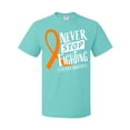 thumbnail image 1 of Inktastic Never Stop Fighting Leukemia Awareness Orange Ribbon T-Shirt, 1 of 5