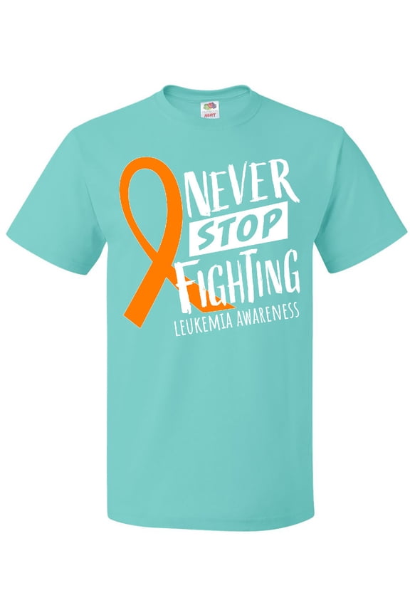 Never Stop Fighting Leukemia Awareness Orange Ribbon T-Shirt