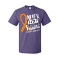 thumbnail image 1 of Inktastic Never Stop Fighting Leukemia Awareness Orange Ribbon T-Shirt, 1 of 5