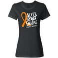 thumbnail image 1 of Inktastic Never Stop Fighting Leukemia Awareness Orange Ribbon Women's T-Shirt, 1 of 5