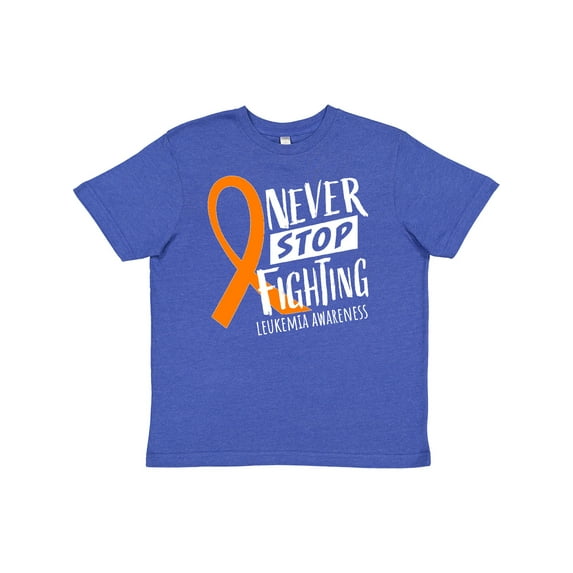 Inktastic Never Stop Fighting Leukemia Awareness Orange Ribbon Youth T-Shirt