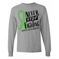 thumbnail image 1 of Inktastic Never Stop Fighting Mental Health Awareness Green Ribbon Long Sleeve T-Shirt, 1 of 5