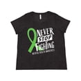 thumbnail image 1 of Inktastic Never Stop Fighting Mental Health Awareness Green Ribbon Women's Plus Size T-Shirt, 1 of 5