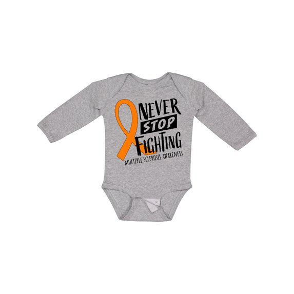 Inktastic Never Stop Fighting Multiple Sclerosis Awareness Boys or Girls Long Sleeve Baby Bodysuit