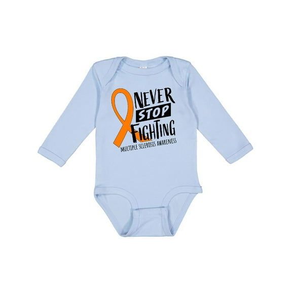 Inktastic Never Stop Fighting Multiple Sclerosis Awareness Boys or Girls Long Sleeve Baby Bodysuit