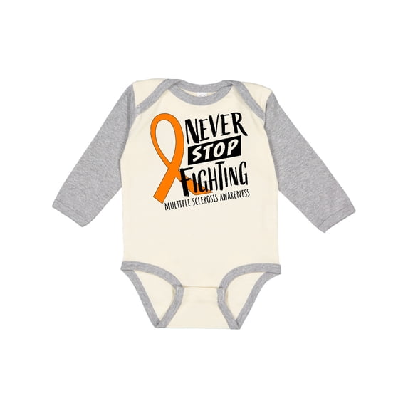 Inktastic Never Stop Fighting Multiple Sclerosis Awareness Boys or Girls Long Sleeve Baby Bodysuit