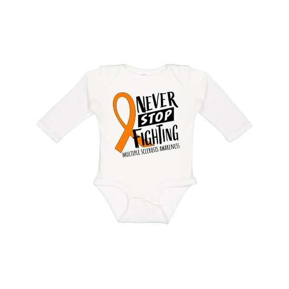 Inktastic Never Stop Fighting Multiple Sclerosis Awareness Boys or Girls Long Sleeve Baby Bodysuit