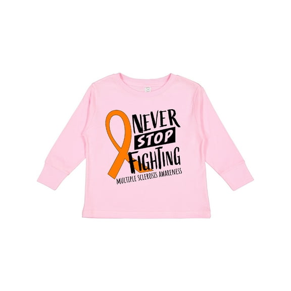 Inktastic Never Stop Fighting Multiple Sclerosis Awareness Boys or Girls Long Sleeve Toddler T-Shirt