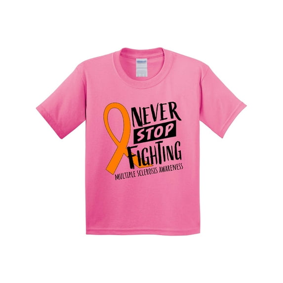 Inktastic Never Stop Fighting Multiple Sclerosis Awareness Youth T-Shirt
