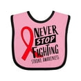 thumbnail image 1 of Inktastic Never Stop Fighting Stroke Awareness Red Ribbon Boys or Girls Baby Bib, 1 of 4