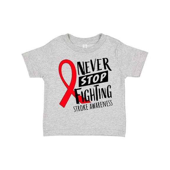 Inktastic Never Stop Fighting Stroke Awareness Red Ribbon Boys or Girls Toddler T-Shirt