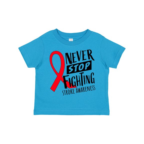 Inktastic Never Stop Fighting Stroke Awareness Red Ribbon Boys or Girls Toddler T-Shirt