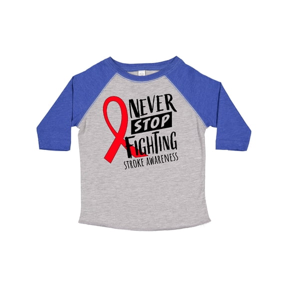 Inktastic Never Stop Fighting Stroke Awareness Red Ribbon Boys or Girls Toddler T-Shirt
