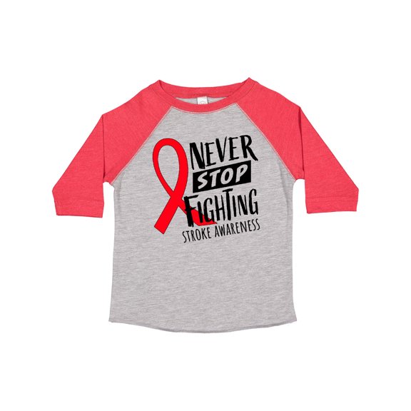 Inktastic Never Stop Fighting Stroke Awareness Red Ribbon Boys or Girls Toddler T-Shirt