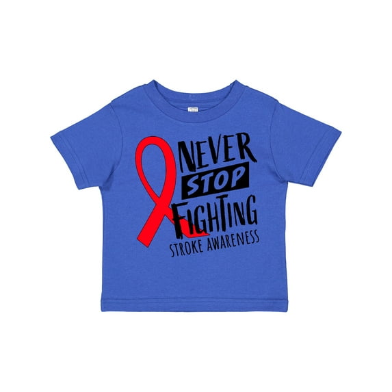 Inktastic Never Stop Fighting Stroke Awareness Red Ribbon Boys or Girls Toddler T-Shirt