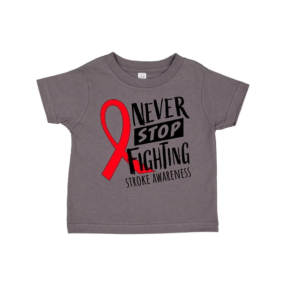 Inktastic Never Stop Fighting Stroke Awareness Red Ribbon Boys or Girls Toddler T-Shirt