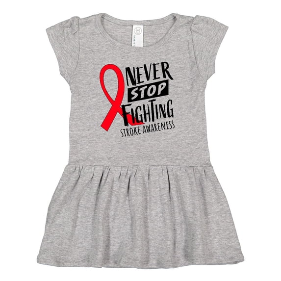 Inktastic Never Stop Fighting Stroke Awareness Red Ribbon Girls Baby Dress