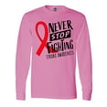 thumbnail image 1 of Inktastic Never Stop Fighting Stroke Awareness Red Ribbon Long Sleeve T-Shirt, 1 of 5