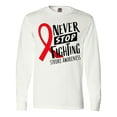 thumbnail image 1 of Inktastic Never Stop Fighting Stroke Awareness Red Ribbon Long Sleeve T-Shirt, 1 of 5