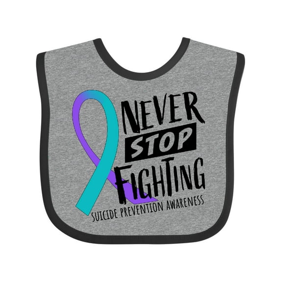 Inktastic Never Stop Fighting Suicide Prevention Awareness Ribbon Boys or Girls Baby Bib