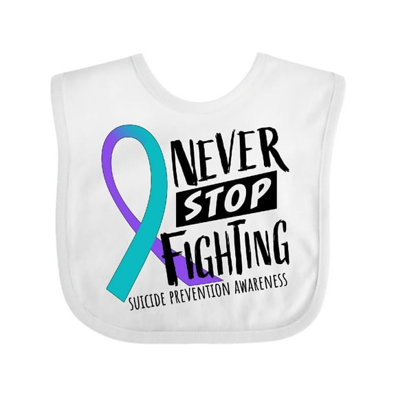 Inktastic Never Stop Fighting Suicide Prevention Awareness Ribbon Boys or Girls Baby Bib