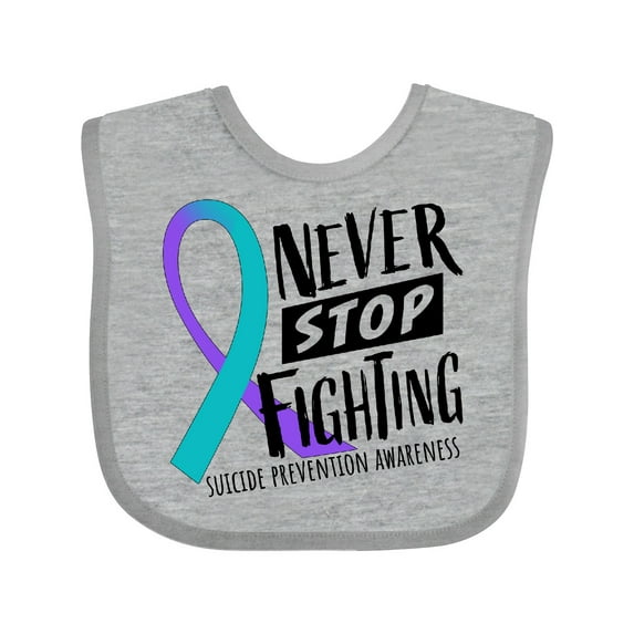 Inktastic Never Stop Fighting Suicide Prevention Awareness Ribbon Boys or Girls Baby Bib