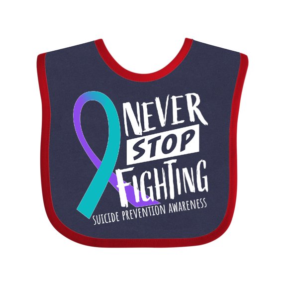 Inktastic Never Stop Fighting Suicide Prevention Awareness Ribbon Boys or Girls Baby Bib
