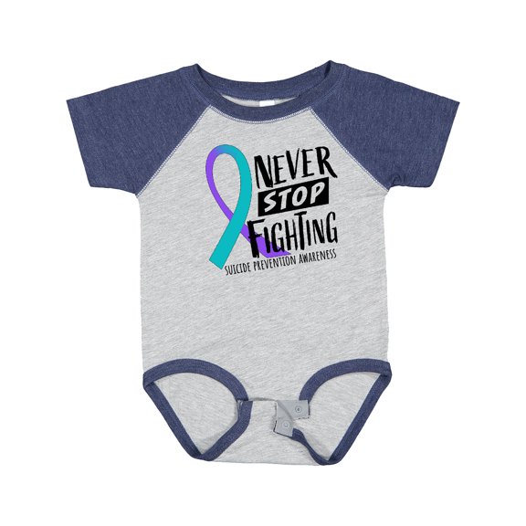 Inktastic Never Stop Fighting Suicide Prevention Awareness Ribbon Boys or Girls Baby Bodysuit