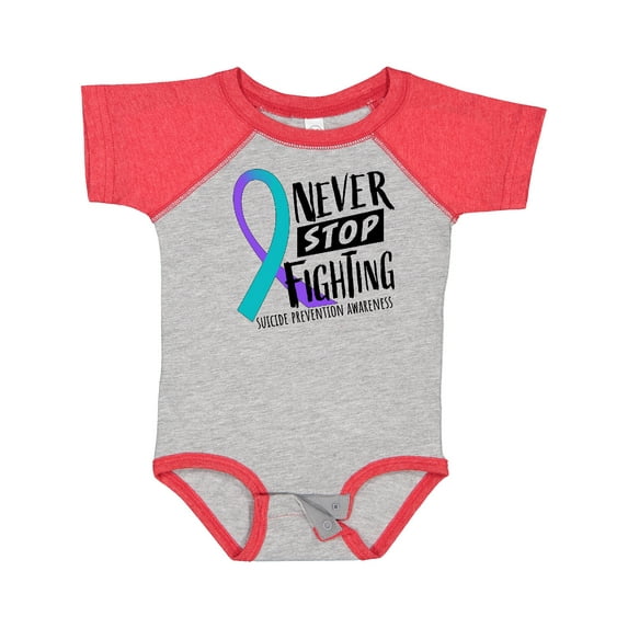 Inktastic Never Stop Fighting Suicide Prevention Awareness Ribbon Boys or Girls Baby Bodysuit