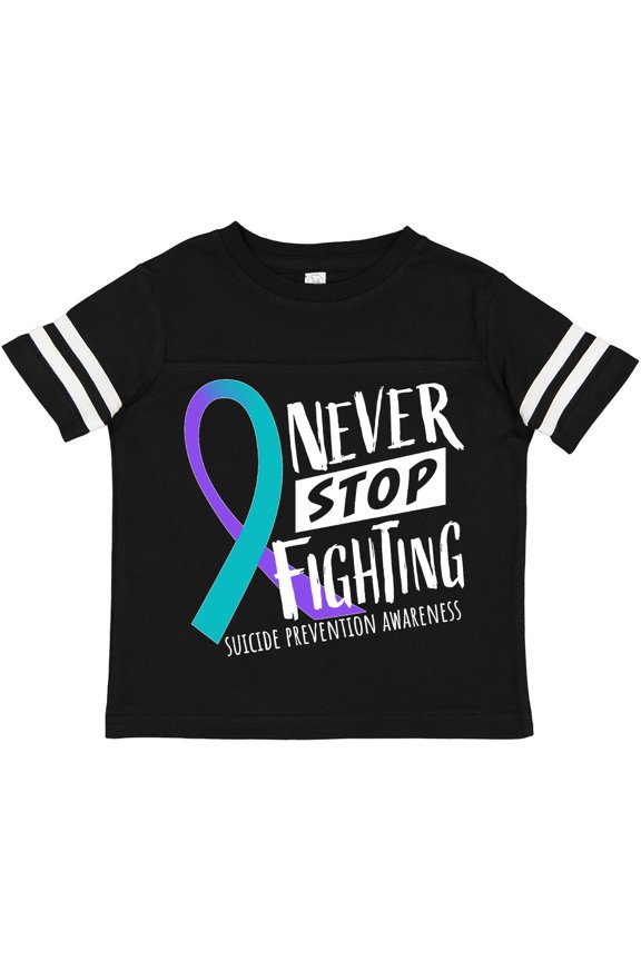 Never Stop Fighting Suicide Prevention Awareness Ribbon Boys or Girls Toddler T-Shirt