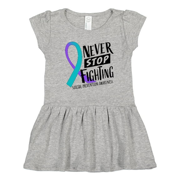 Inktastic Never Stop Fighting Suicide Prevention Awareness Ribbon Girls Toddler Dress