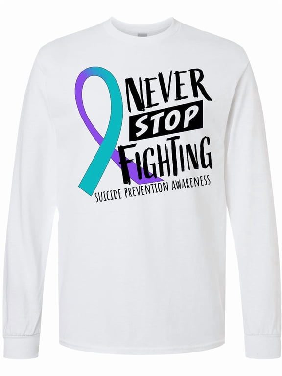 Never Stop Fighting Suicide Prevention Awareness Ribbon Long Sleeve T-Shirt