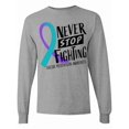 thumbnail image 1 of Inktastic Never Stop Fighting Suicide Prevention Awareness Ribbon Long Sleeve T-Shirt, 1 of 5