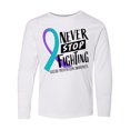 thumbnail image 1 of Inktastic Never Stop Fighting Suicide Prevention Awareness Ribbon Long Sleeve Youth T-Shirt, 1 of 5