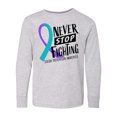 thumbnail image 1 of Inktastic Never Stop Fighting Suicide Prevention Awareness Ribbon Long Sleeve Youth T-Shirt, 1 of 5
