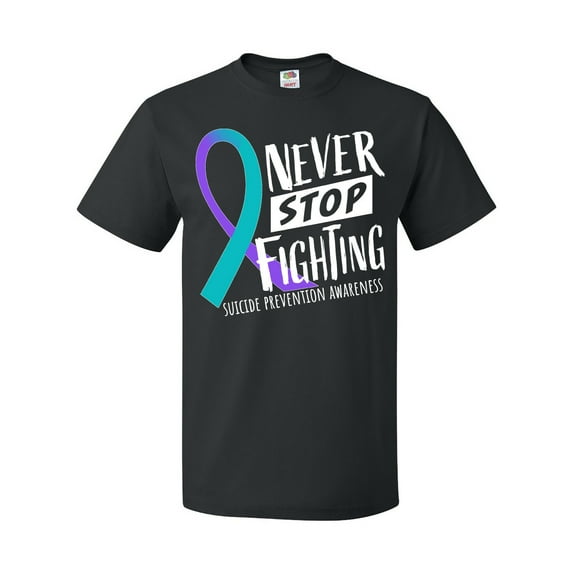 Inktastic Never Stop Fighting Suicide Prevention Awareness Ribbon T-Shirt