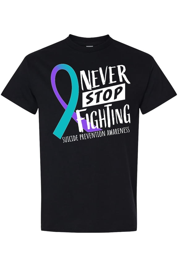 Never Stop Fighting Suicide Prevention Awareness Ribbon T-Shirt
