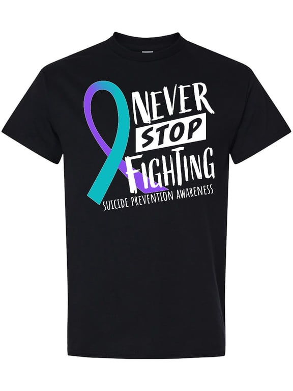 Never Stop Fighting Suicide Prevention Awareness Ribbon T-Shirt