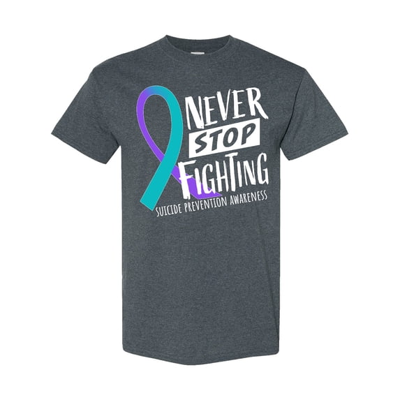 Inktastic Never Stop Fighting Suicide Prevention Awareness Ribbon T-Shirt