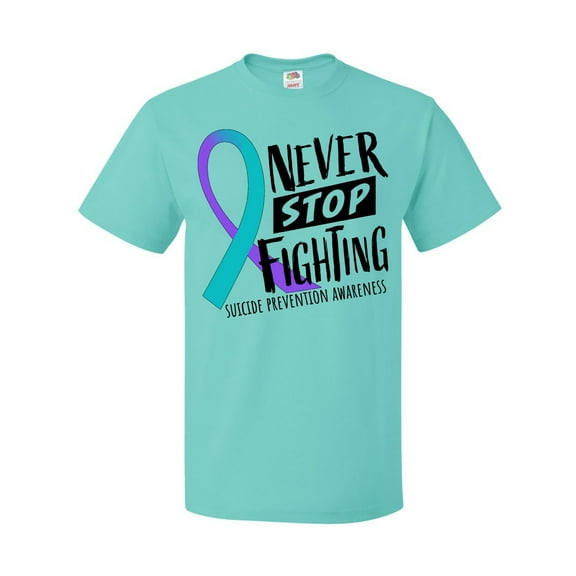 Inktastic Never Stop Fighting Suicide Prevention Awareness Ribbon T-Shirt