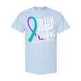 thumbnail image 1 of Inktastic Never Stop Fighting Suicide Prevention Awareness Ribbon T-Shirt, 1 of 5