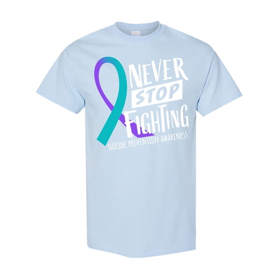 Inktastic Never Stop Fighting Suicide Prevention Awareness Ribbon T-Shirt