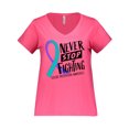 thumbnail image 1 of Inktastic Never Stop Fighting Suicide Prevention Awareness Ribbon Women's Plus Size V-Neck T-Shirt, 1 of 4
