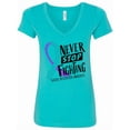 thumbnail image 1 of Inktastic Never Stop Fighting Suicide Prevention Awareness Ribbon Women's V-Neck T-Shirt, 1 of 5